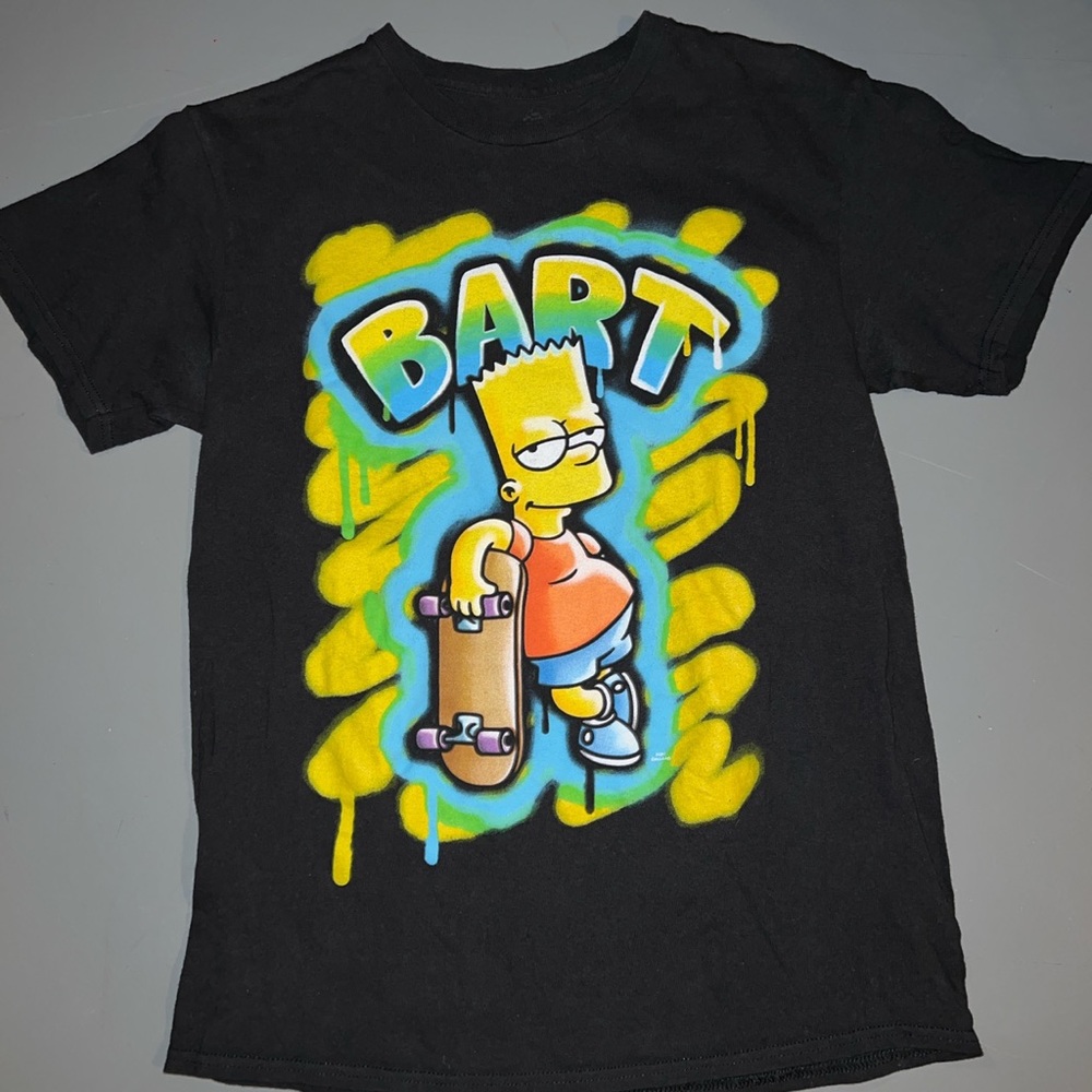 Bart Simpson graphic vintage black medium tshirt. Graffiti skateboarding Bart